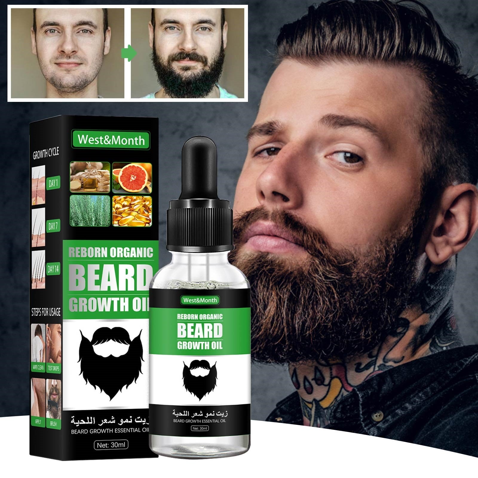 Beard Growth Oil 30ml – Estimula y Fortalece tu Barba